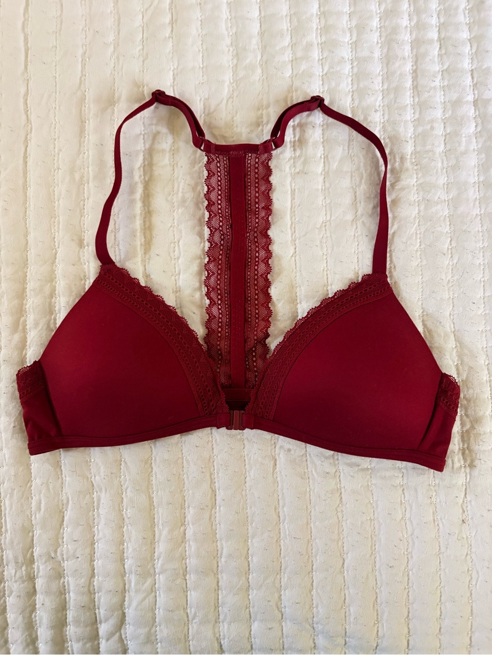 Target Lace-Trim Racerback Bralette - Burgundy